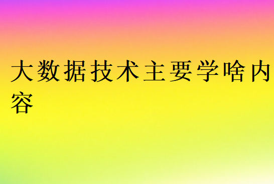 大数据技术主要学啥内容